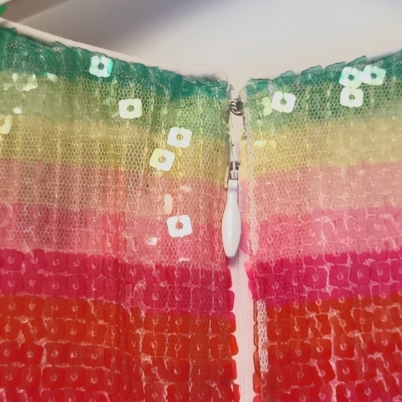 J.Crew Short-Sleeve Sequin Dress in Watermelon Stripe Size 2 - Picture 7 of 16